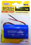 BATERIA RECARGABLE LI-ION 7.4 V 2500mA TIPO 18650.                            LIPO-7.4/2500MA