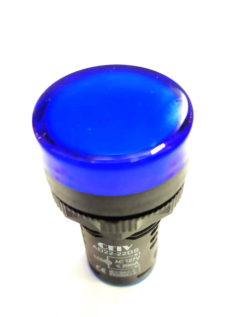 LAMPARA PILOTO 127VAC 22mm DE LED COLOR AZUL.                     AD22-22DS-AZ