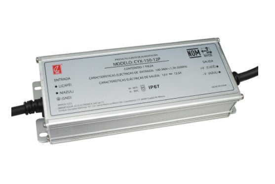 FUENTE CONMUTADA P/EXTERIOR 150W 12V/12.5A CERT. UL/NOM IP67.                 CYX-150-12P.