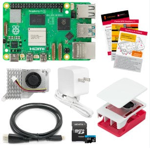 KIT RASPBERRY Pi5 4GB + ELIMINADOR, CASE, DISIPADORES, MICROSD Y HDMI.                         KIT-RBPI5/4GB