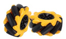 PAR DE RUEDA OMNIDIRECCIONAL MECANUM 60mm COLOR AMARILLO.                     RUEDA-OMNI