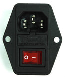 TOMACORRIENTE INTERLOCK CON INTERRUPTOR Y PORTA FUSIBLE, ATORNILLABLE, 120-250VAC 10A.                           705-340