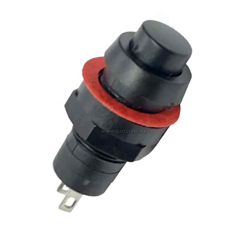 SWITCH PUSH BOTON N.A. 3A 250V 6A 125V NEGRO.                    835-232