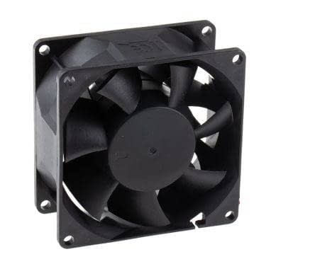 VENTILADOR DE PLASTICO 120X120X38 mm 12VCD .60A.                       VENT-1203812VCD
