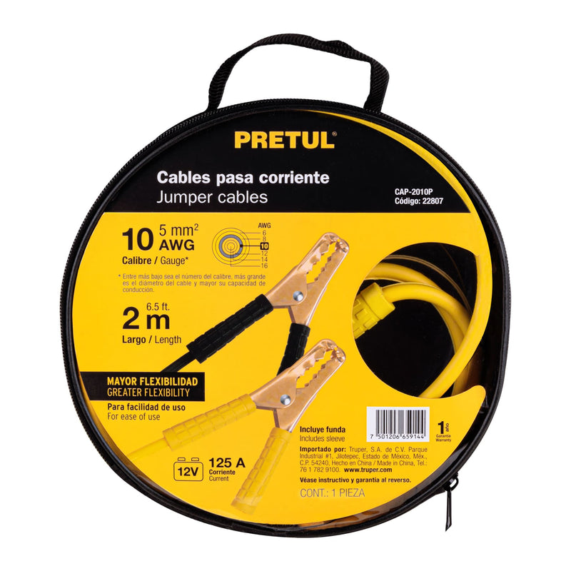 CABLES PASA CORRIENTE 2 METROS 125AMP CALIBRE 10