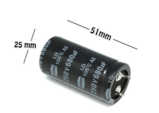 CAPACITOR ELECTROLITICO TIPO RADIAL 680UF 250V.