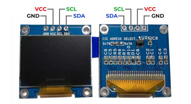 MODULO LCD OLED .96" MONOCROMATICA 128x64 I2C 4 PINES SSD1306.                    LCD-OLED.96/4.