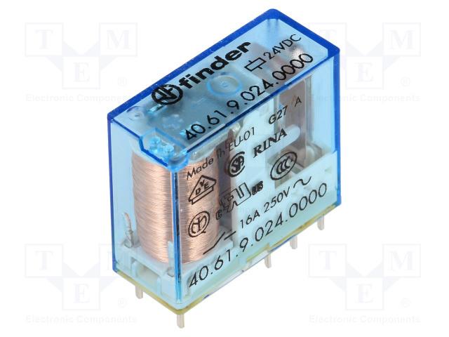 RELEVADOR 1P2T 24VCD 16A.    40.61.9.024
