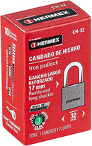 CANDADO DE HIERRO 32mm GANCHO CORTO EN CAJA.                    CH-32.