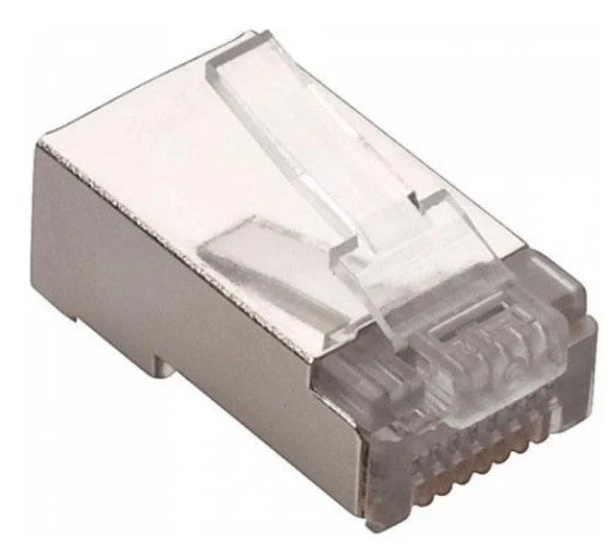 PLUG BLINDADO RJ45 DE 8 CONTACTOS FTP O STP CAT 5E, PARA CABLE REDONDO.      301-188