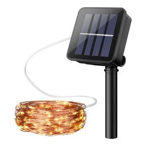 SERIE DE LED DECORATIVA RECARGABLE CON PANEL SOLAR 20m