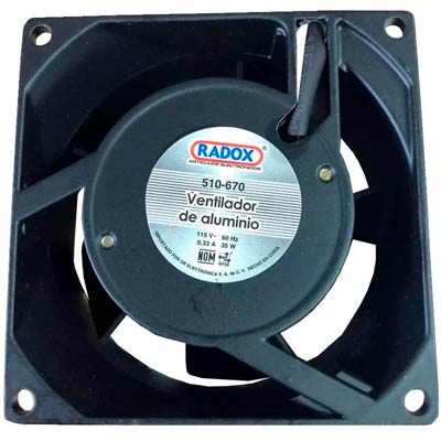 VENTILADOR DE ALUMINIO 8 X 8 X 23.8 CM 115VAC .33A.                      510-670.