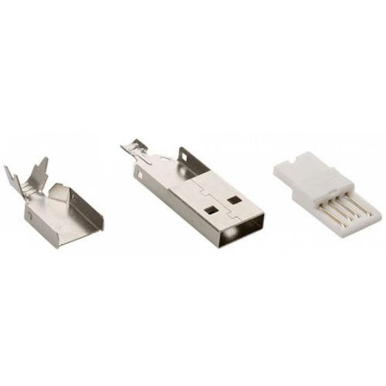 CONECTOR USB MACHO TIPO A P/ SOLDAR 4 PINS USB-AM