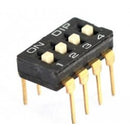 DIP SWITCH NEGRO 4 POSICIONES 2.54mm.             DIP-4N.