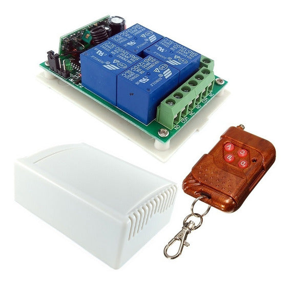 RELAY 4 CANALES 12V CON CONTROL REMOTO 433MHZ RF