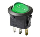SWITCH REDODNDO 12V 3 PATAS VERDE.      SW-135GN.