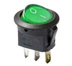 SWITCH REDODNDO 12V 3 PATAS VERDE.      SW-135GN.