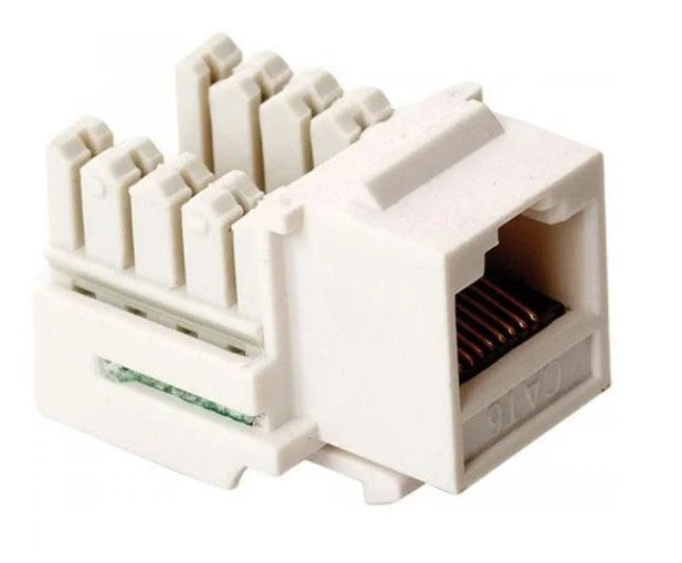 JACK RJ45 DE 8 CONTACTOS A 90 CAT 6, TIPO KEYSTONE, BLANCO.