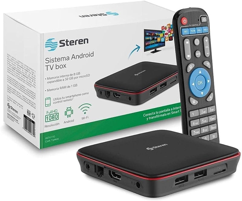 ANDROIT TV BOX WIFI CABLE MEMORIA DE 8GB  RAM 1GB FULL HD.                        INTV-100.