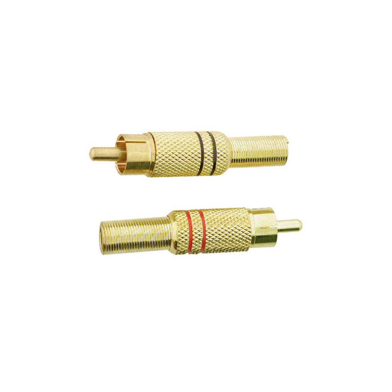 CONECTOR PLUG RCA DORADO CON RESORTE NEGRO