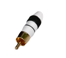 PLUG RCA DE LUJO CAPUCHON BLANCO LINEA NEGRA