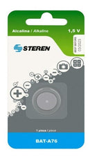 BATERIA ALCALINA 1.5V 110mA TIPO BOTON EQUIVALE BAT-A76 L1154 LR44 AG13.                         BAT-A76