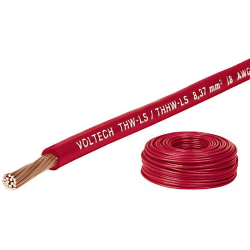 METRO DE CABLE CALIBRE 14AWG COLOR ROJO 600V 70/90.                        CABLE-14R.