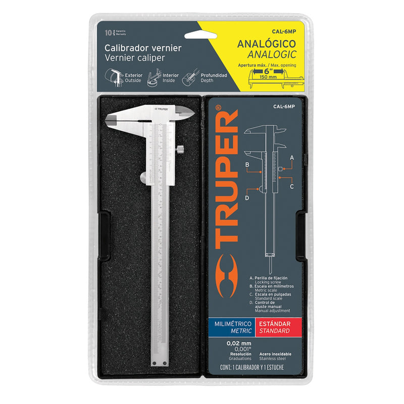 CALIBRADOR DE 6 MILIMETRICO Y STANDAR (VERNIER).                          CAL-6MP.