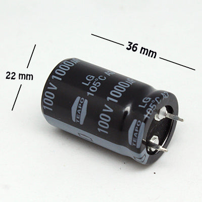 CAPACITOR ELECTROLITICO TIPO RADIAL 1000UF 100V.