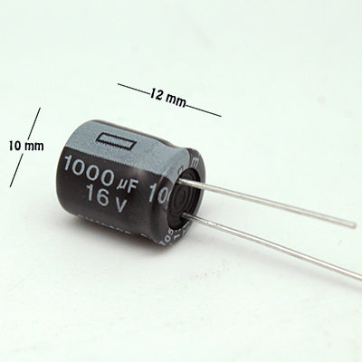 CAPACITOR ELECTROLITICO TIPO RADIAL 1000UF 16V.