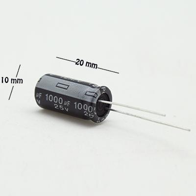 CAPACITOR ELECTROLITICO TIPO RADIAL 1000UF 25V.