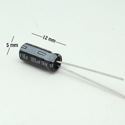 CAPACITOR ELECTROLITICO TIPO RADIAL 100UF 16V                          CE-100/16V