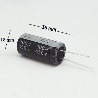 CAPACITOR ELECTROLITICO TIPO RADIAL 100UF 450V..