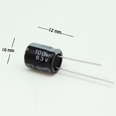 CAPACITOR ELECTROLITICO TIPO RADIAL 100UF 63V