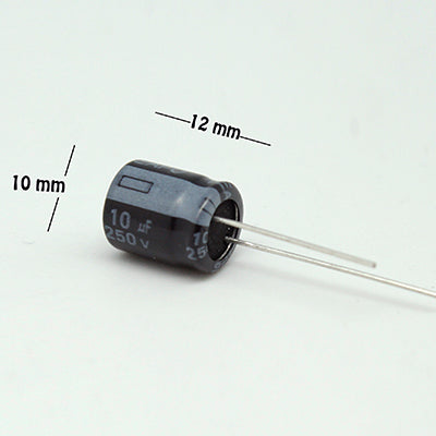 CAPACITOR ELECTROLITICO TIPO RADIAL 10UF 250V                           CE-10/250V