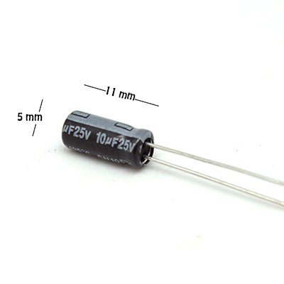 CAPACITOR ELECTROLITICO TIPO RADIAL 10UF 25V