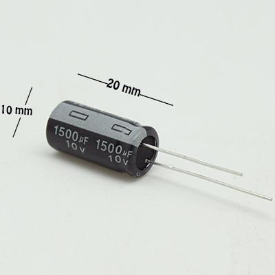 CAPACITOR ELECTROLITICO TIPO RADIAL 1500UF 10V.