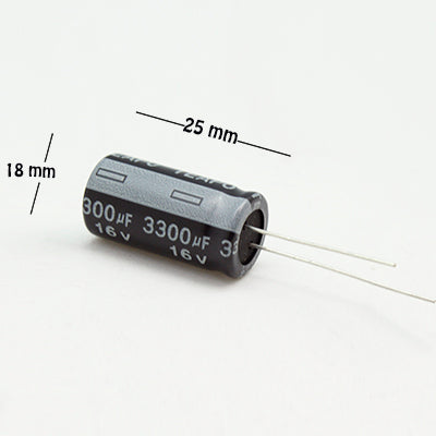 CAPACITOR ELECTROLITICO TIPO RADIAL 3300UF 16V.