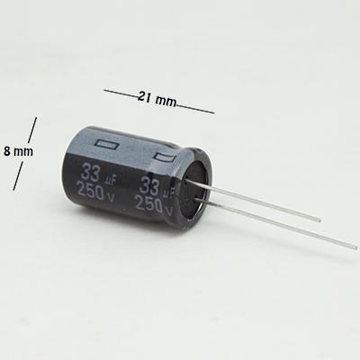 CAPACITOR ELECTROLITICO TIPO RADIAL 33UF 250V