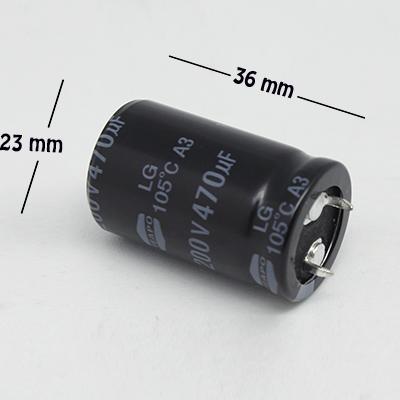CAPACITOR ELECTROLITICO TIPO RADIAL 470UF 200V.
