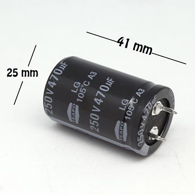 CAPACITOR ELECTROLITICO TIPO RADIAL 470UF 250V..                    CE-470/250V