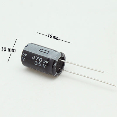 CAPACITOR ELECTROLITICO TIPO RADIAL 470UF 35V.