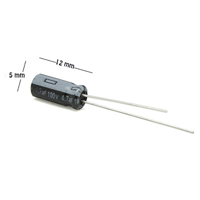 CAPACITOR ELECTROLITICO TIPO RADIAL 4.7UF 100V                        CE-4.7/100V