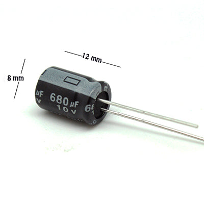 CAPACITOR ELECTROLITICO TIPO RADIAL 680UF 10V