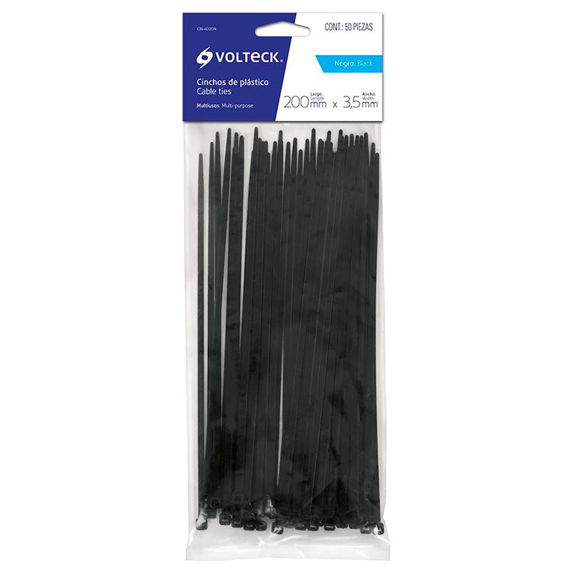 50 PIEZAS CINCHOS 200 X 3.2mm COLOR NEGRO.    CIN-4020N