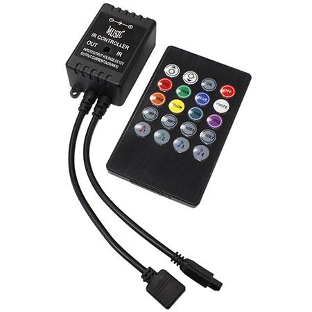 CONTROLADOR LED RGB PARA AUDIO IR 12V 24V 2AMP POR CANAL.     CONTROLADOR-RGB/MUSI