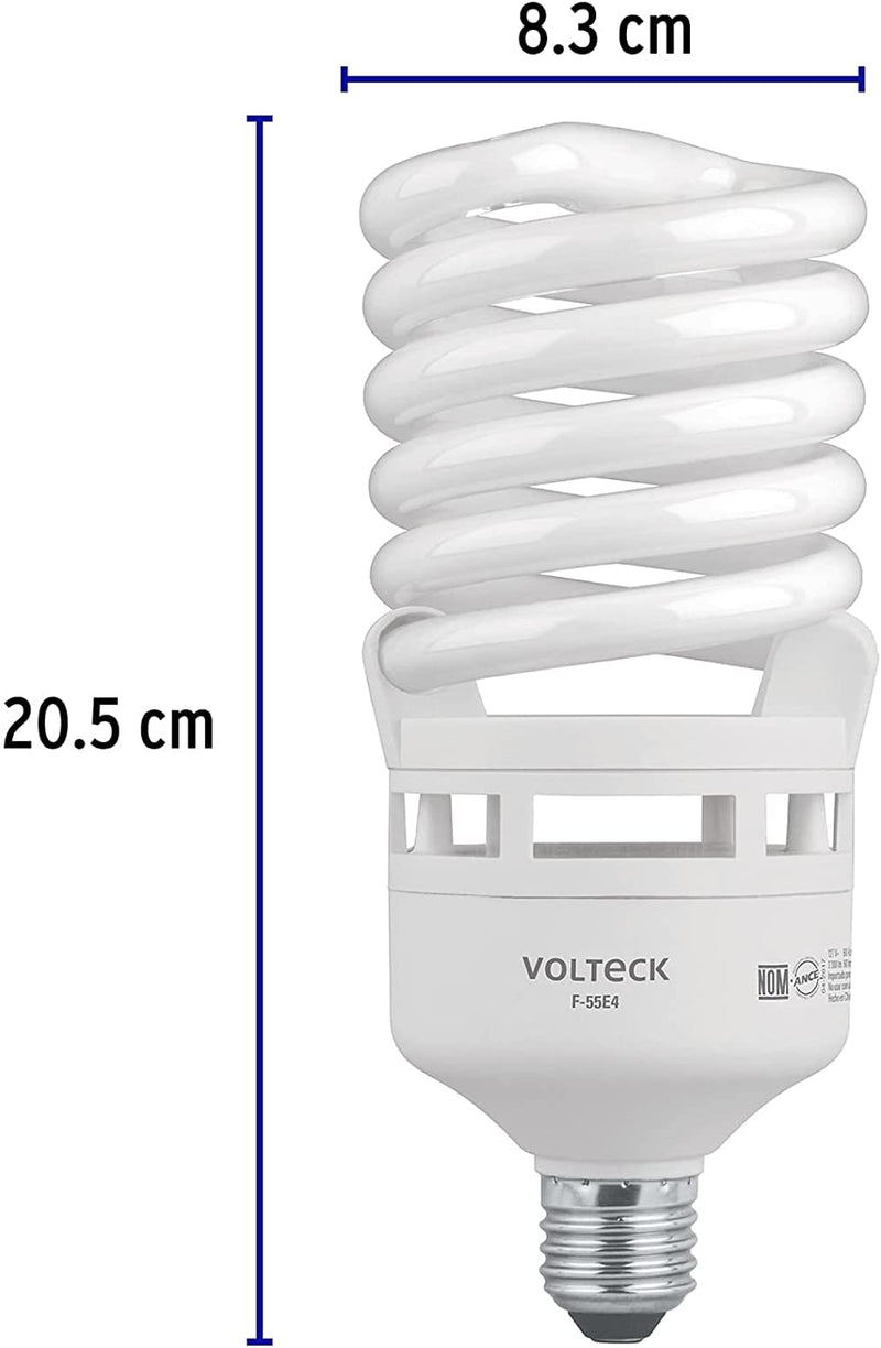 LAMPARA ESPIRAL T4 55W (EQUIVALE A 200W) ALTA POTENCIA LUZ DE DIA