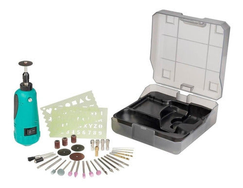 MINI TALADRO CON BROCAS Y ESMERIL 34 ACCESORIOS HER-201
