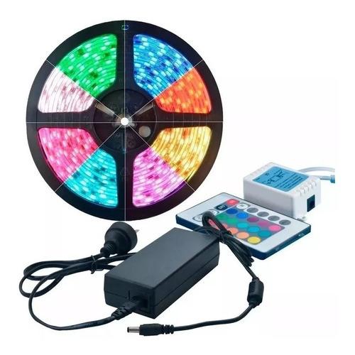 KIT TIRA DE 5 METROS LED RGB+ELIMINADOR 12V+CONTROL IR