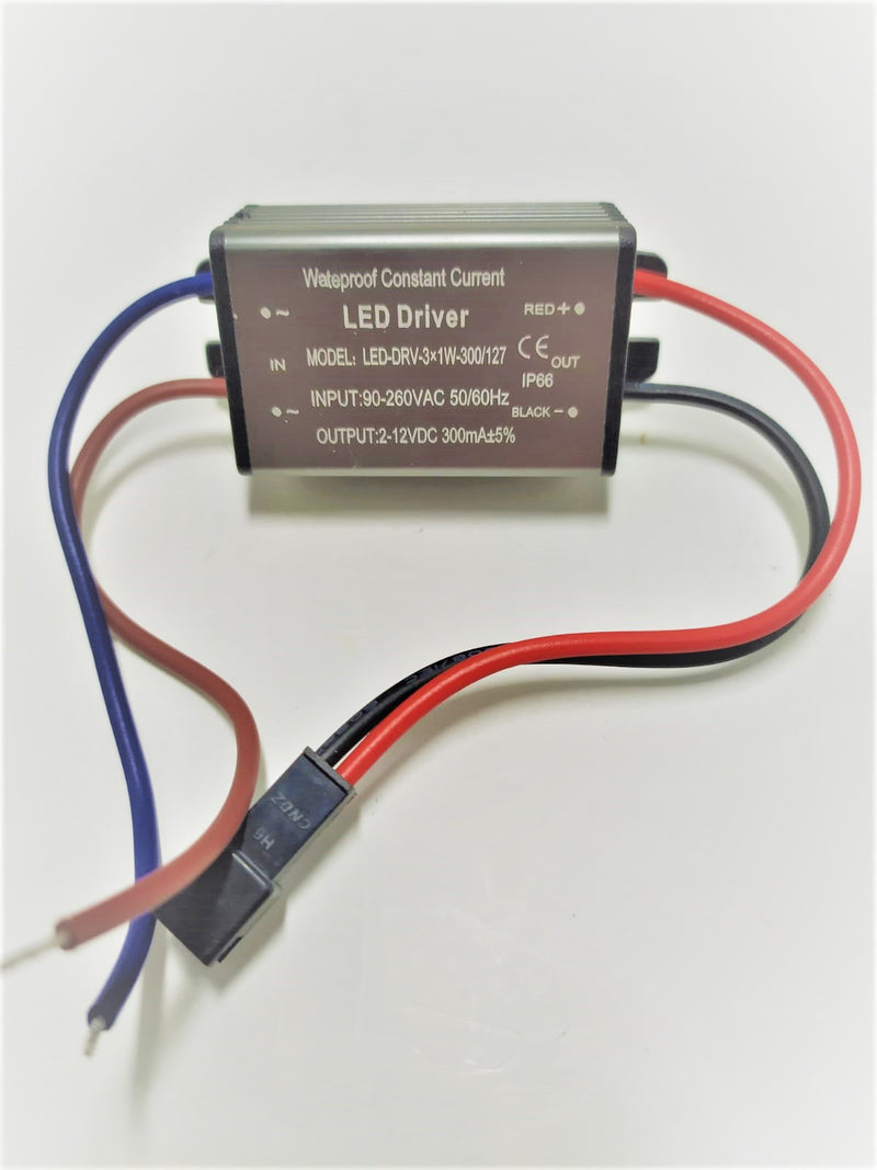 LED DRIVER 2-12V 300mA 3X1W / 127VCA LED-DRV-3X1W-300